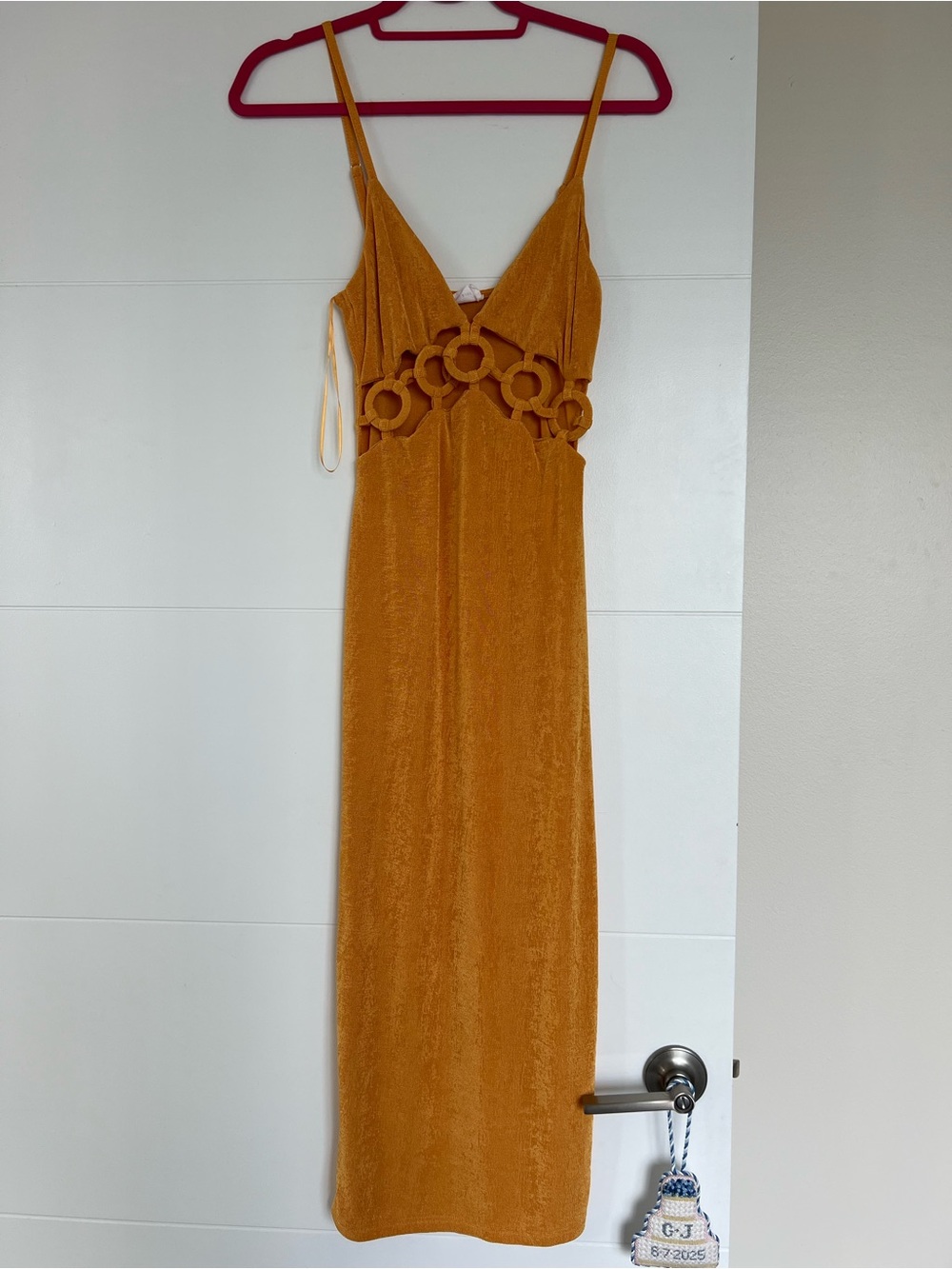 Women’s Mustard Yellow Maxi Dress with Cutout Ring Detail